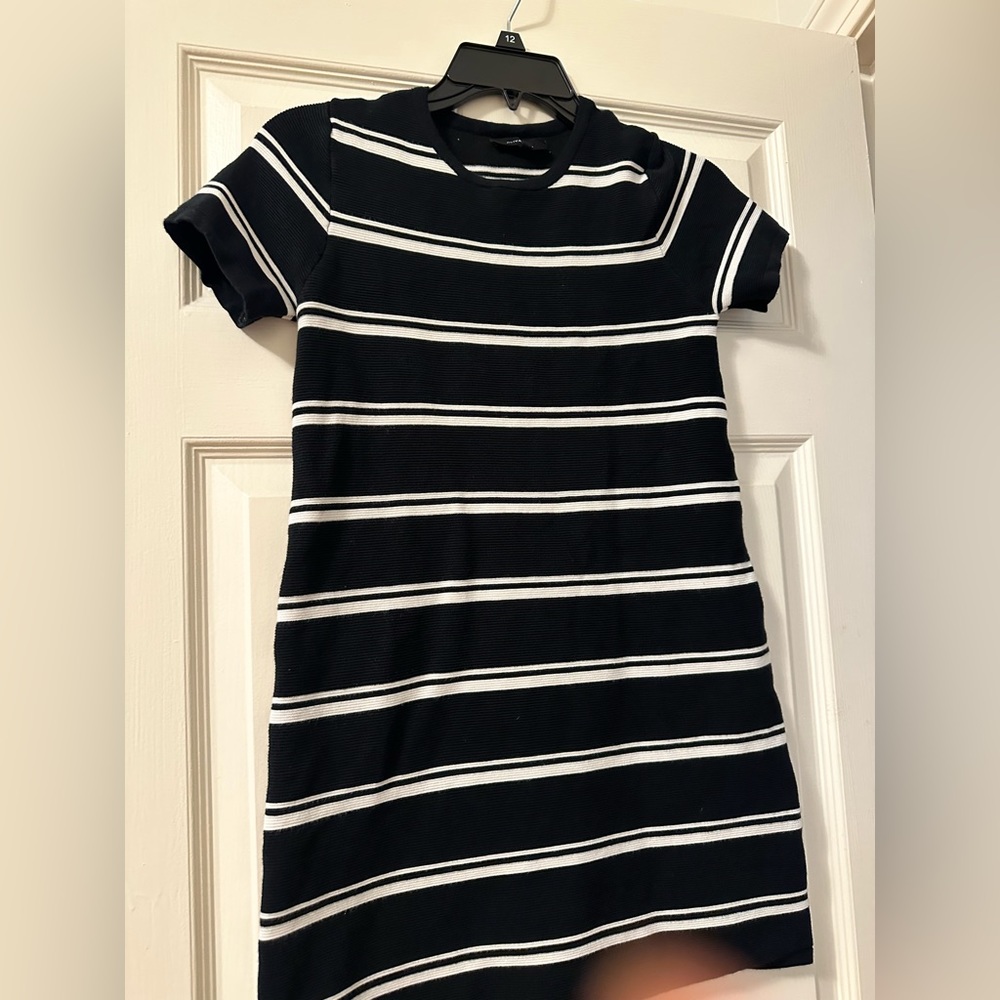 Black and white striped dress